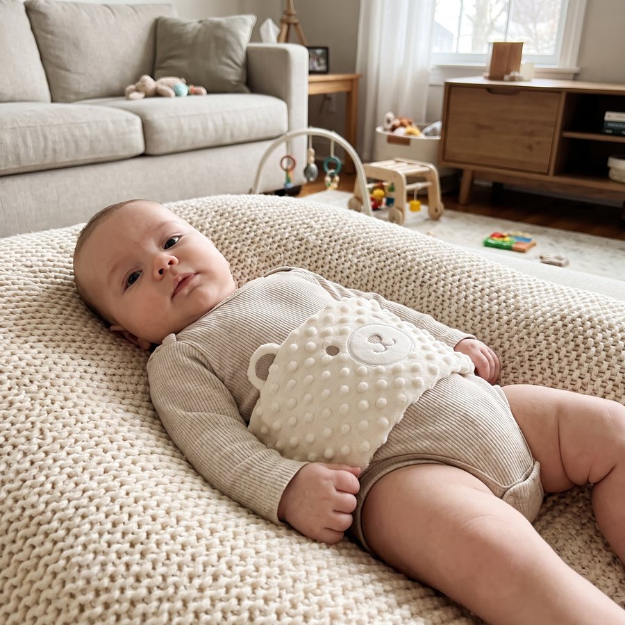 Customer photo of the Hushfern Sootheling colic relief belly band, submitted by Steph M.