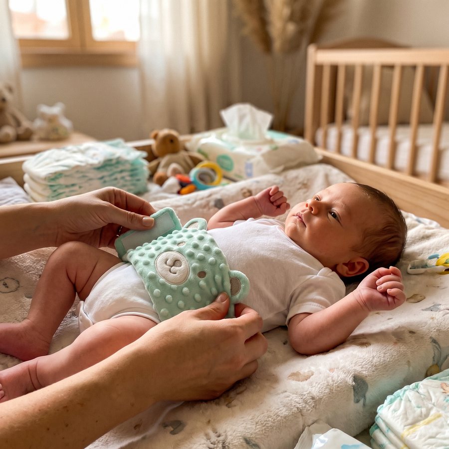 Customer photo of the Hushfern Sootheling colic relief belly band, submitted by Priya R.