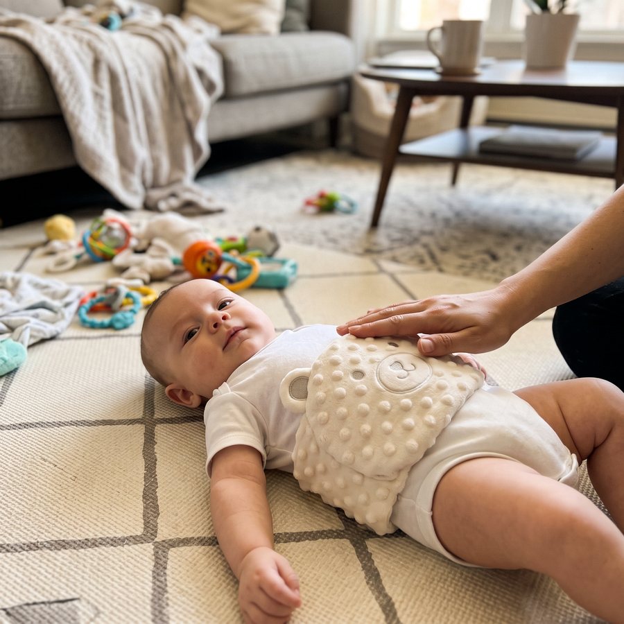Customer photo of the Hushfern Sootheling colic relief belly band, submitted by Kate L.
