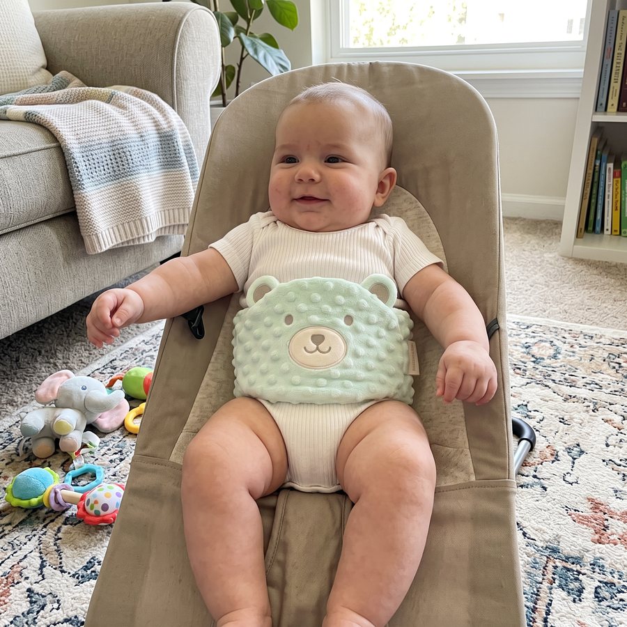 Customer photo of the Hushfern Sootheling colic relief belly band, submitted by Emma S.