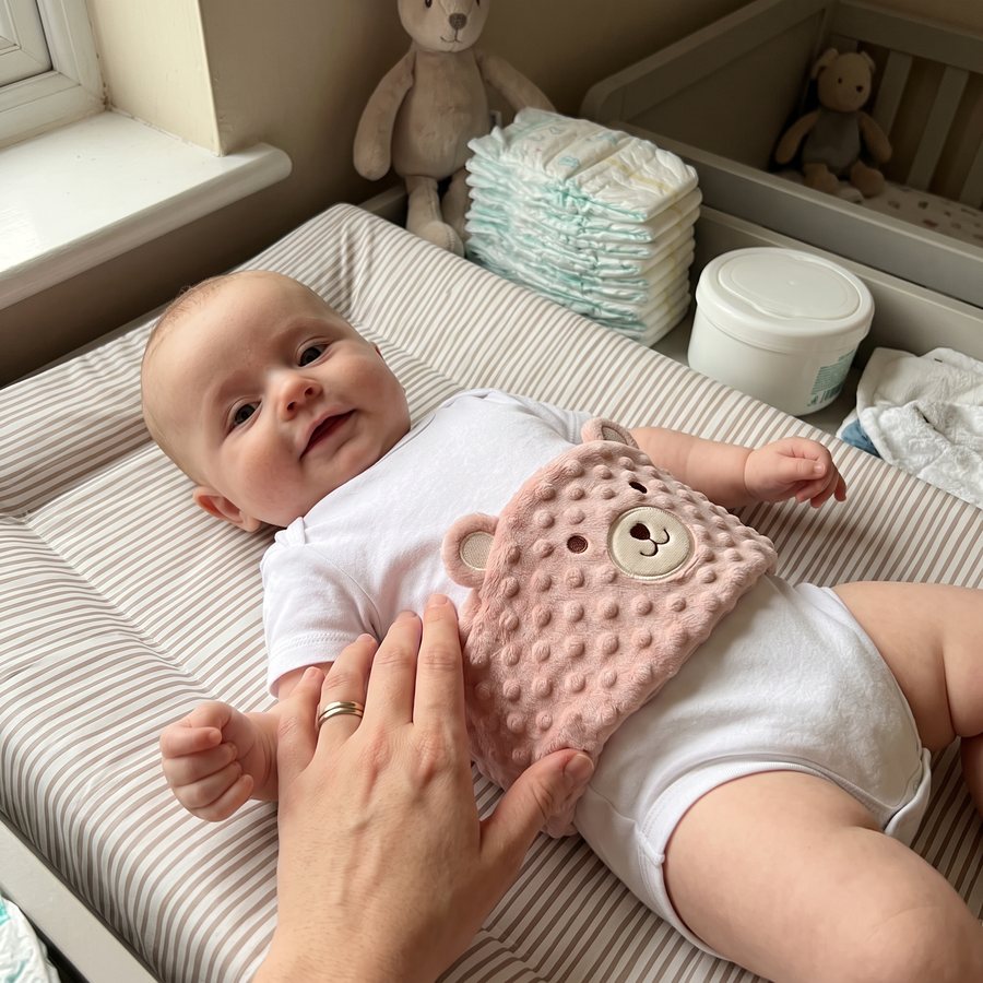 Customer photo of the Hushfern Sootheling colic relief belly band, submitted by Lisa N.